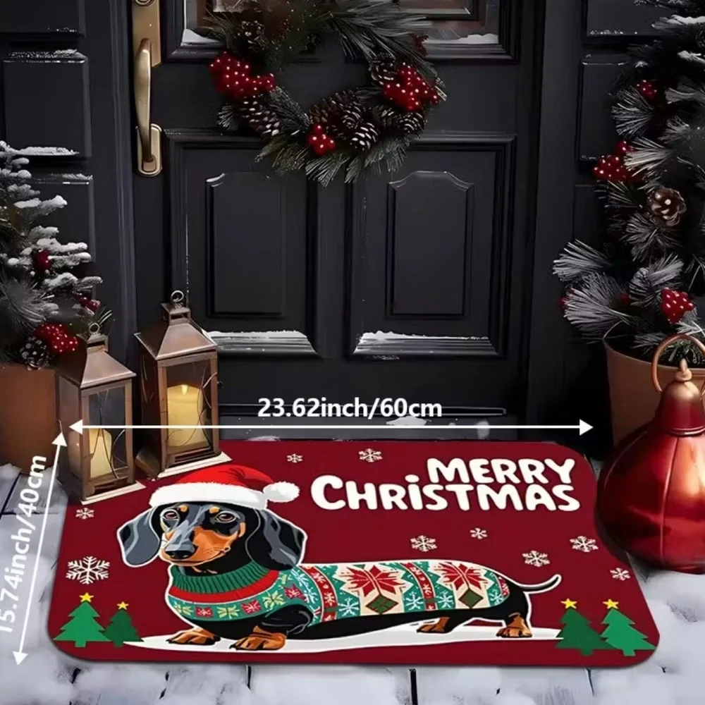 {NEW} Festive Dachshund Christmas Doormat - Non-Slip Soft Indoor/Outdoor